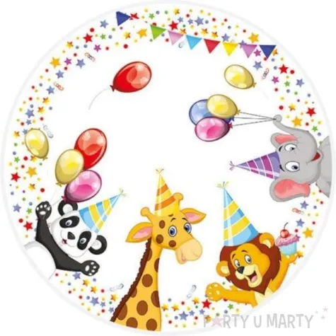 talerzyki papierowe zwierzeta imprezowe zoo mix maki 23 cm 8 szt