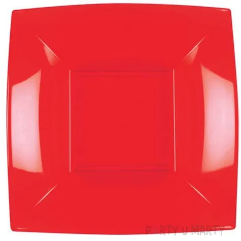 talerzyki plastikowe deluxe kwadratowe czerwony goldplast 18 cm 8 szt