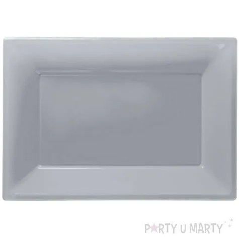 talerzyki plastikowe prostokat amscan srebrne 33 x 23 cm 3 szt