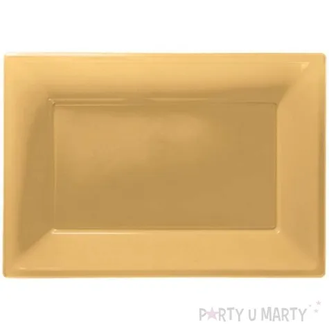 talerzyki plastikowe prostokat amscan zlote 33 x 23 cm 3 szt