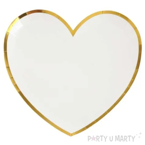 talerzyki serca pozlacane biale santex 23 cm 10 szt