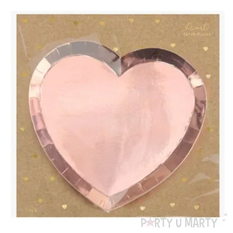 talerzyki serce rozowe zloto party deco 6 szt