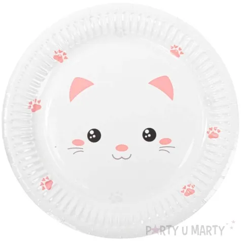 talerzyki slodki kotek bialy rozowy congee 18 cm 6 szt