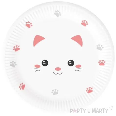 talerzyki slodki kotek bialy rozowy congee 18 cm 6 szt