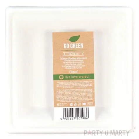 talerzyki trzcina cukrowa go green aprex 15x15cm 6 szt