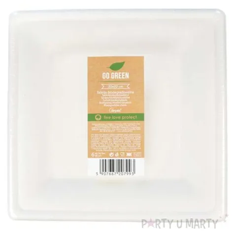 talerzyki trzcina cukrowa go green arpex 20x20cm 6 szt