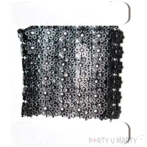 tasiemka koronkowa kwiatki czarno srebrna aliga 50 cm