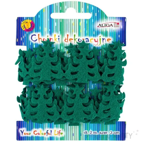 tasiemka ozdobna choinki z gwiazdkami zielony ciemny aliga 2 m