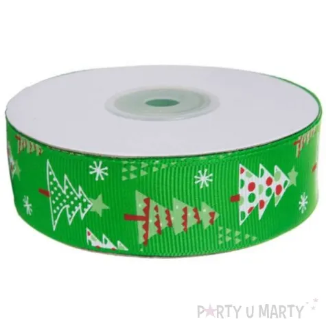 tasiemka rypsowa choinka zielona 25 mm 16 m