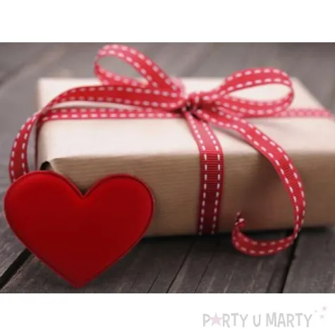 tasiemka rypsowa czerwona w biale kropki 15mm 25m