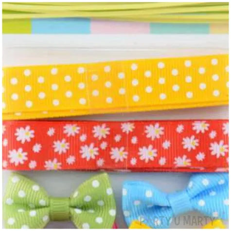 tasiemka rypsowa zestaw z kokardka mix z zielonym arpex