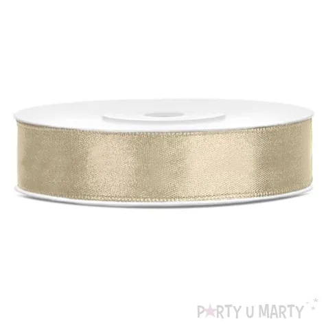 tasiemka satynowa bezowa 12 mm 25 m