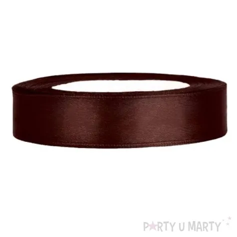 tasiemka satynowa brazowa 12 mm 25 m