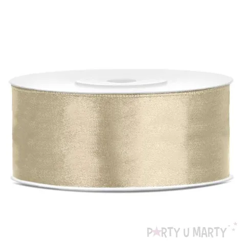 tasiemka satynowa classic bezowa partydeco 25 mm 25 m