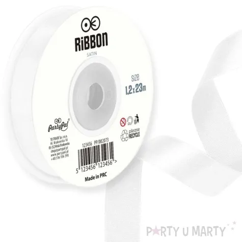 tasiemka satynowa classic bialy partypal 12 mm 23 m