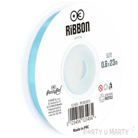 tasiemka satynowa classic blekitny partypal 6 mm 23 m