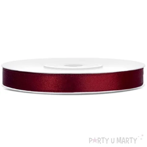tasiemka satynowa classic bordowa partydeco 6 mm 25 m