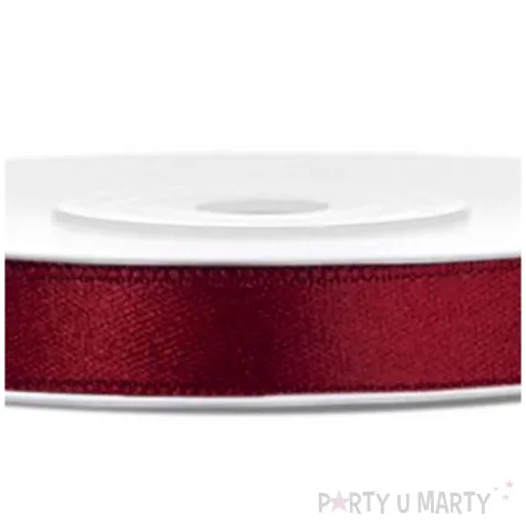 tasiemka satynowa classic bordowa partydeco 6 mm 25 m