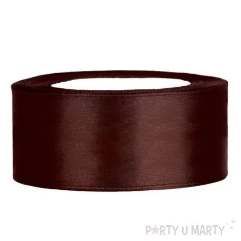 tasiemka satynowa classic brazowa partydeco 25 mm 25 m