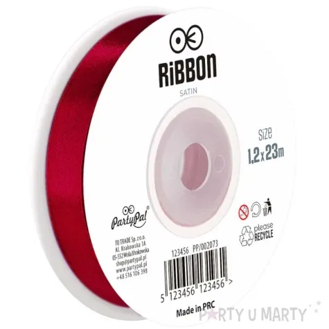 tasiemka satynowa classic burgundowy partypal 12 mm 23 m