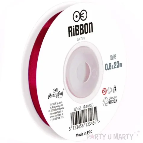 tasiemka satynowa classic burgundowy partypal 6 mm 23 m