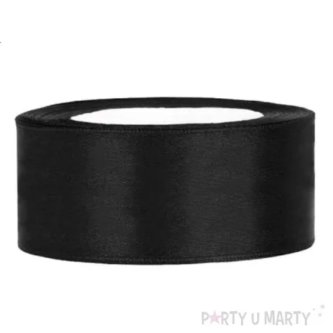 tasiemka satynowa classic czarna partydeco 25 mm 25 m