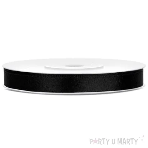 tasiemka satynowa classic czarna partydeco 6 mm 25 m