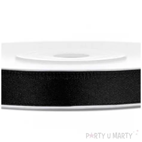 tasiemka satynowa classic czarna partydeco 6 mm 25 m