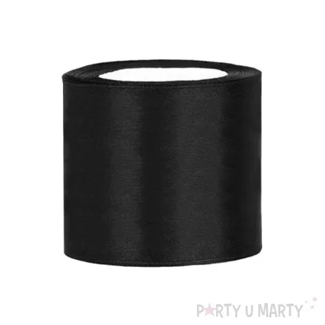 tasiemka satynowa classic czarna partydeco 75 mm 25 m