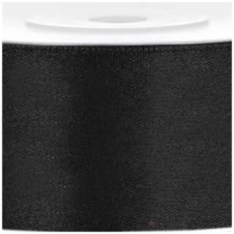 tasiemka satynowa classic czarna topgift 60 mm 60 m