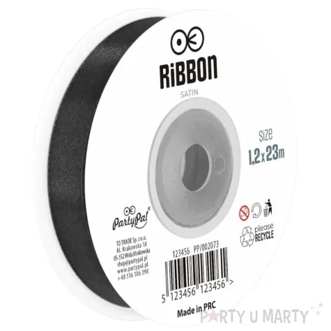 tasiemka satynowa classic czarny partypal 12 mm 23 m