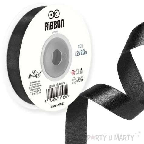 tasiemka satynowa classic czarny partypal 12 mm 23 m