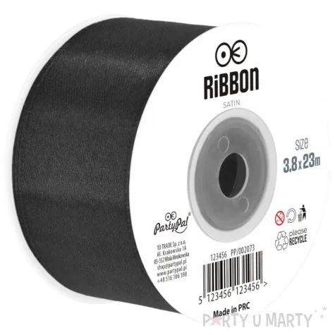 tasiemka satynowa classic czarny partypal 38 mm 23 m