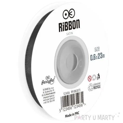 tasiemka satynowa classic czarny partypal 6 mm 23 m