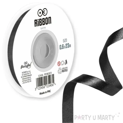 tasiemka satynowa classic czarny partypal 6 mm 23 m