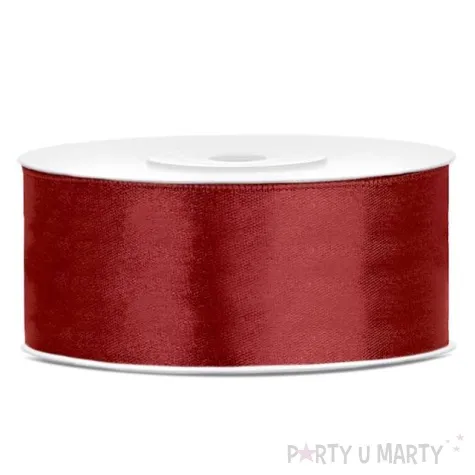 tasiemka satynowa classic czerwona ciemna partydeco 25 mm 25 m