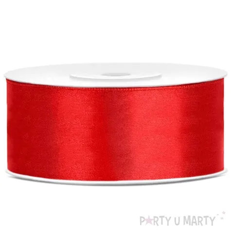 tasiemka satynowa classic czerwony partydeco 25 mm 25 m