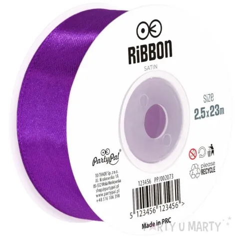 tasiemka satynowa classic fioletowy partypal 25 mm 23 m