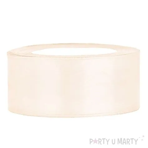 tasiemka satynowa classic kremowa jasna partydeco 25 mm 25 m