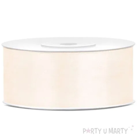 tasiemka satynowa classic kremowa jasna partydeco 25 mm 25 m