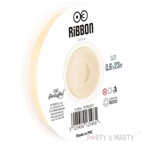tasiemka satynowa classic kremowy partypal 6 mm 23 m