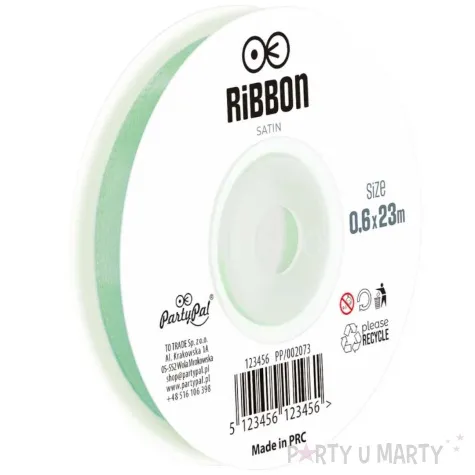 tasiemka satynowa classic mietowy partypal 6 mm 23 m