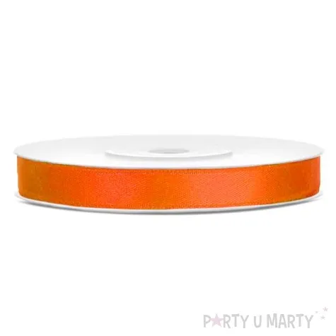 tasiemka satynowa classic pomaranczowa neon partydeco 6 mm 25 m
