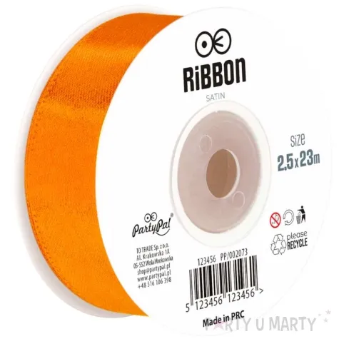 tasiemka satynowa classic pomaranczowy partypal 25 mm 23 m