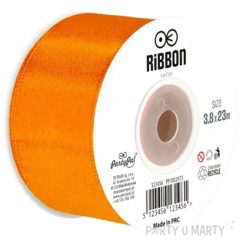 tasiemka satynowa classic pomaranczowy partypal 38 mm 23 m