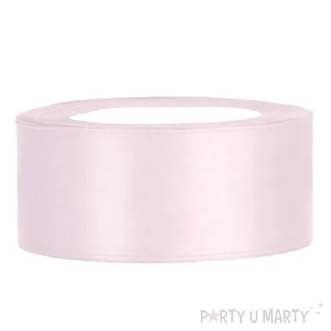 tasiemka satynowa classic rozowa pudrowa jasna partydeco 25 mm 25 m