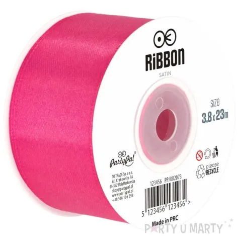 tasiemka satynowa classic rozowy ciemny partypal 38 mm 23 m
