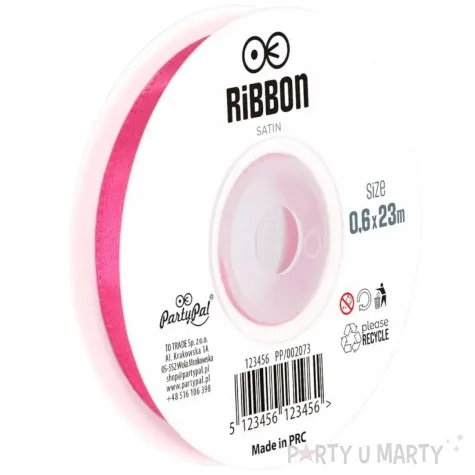 tasiemka satynowa classic rozowy ciemny partypal 6 mm 23 m