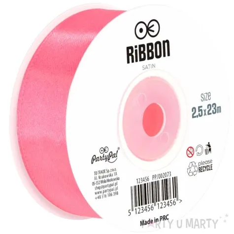 tasiemka satynowa classic rozowy malinowy partypal 25 mm 23 m
