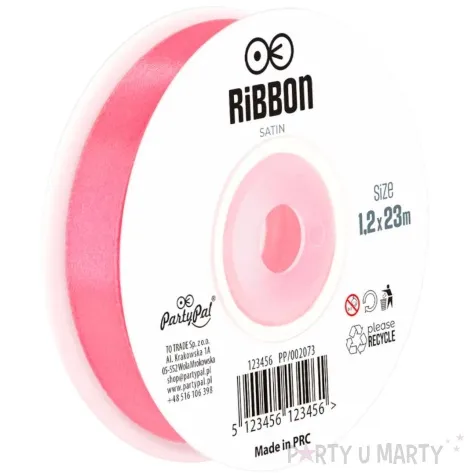 tasiemka satynowa classic rozowy partypal 12 mm 23 m